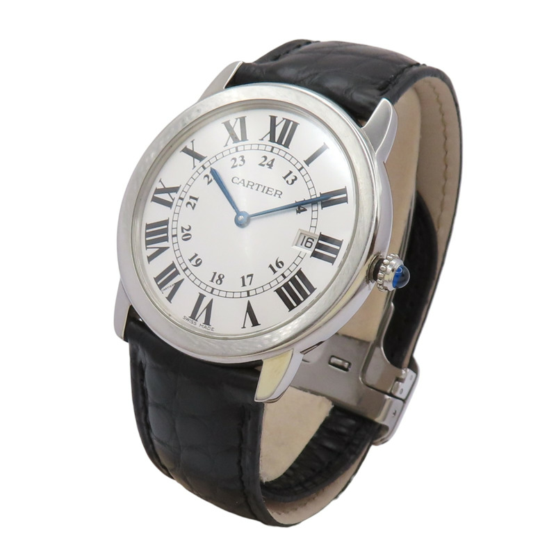白色帶皮帶 Ronde Solo de Cartier 腕錶帶非原廠 W6700255-3