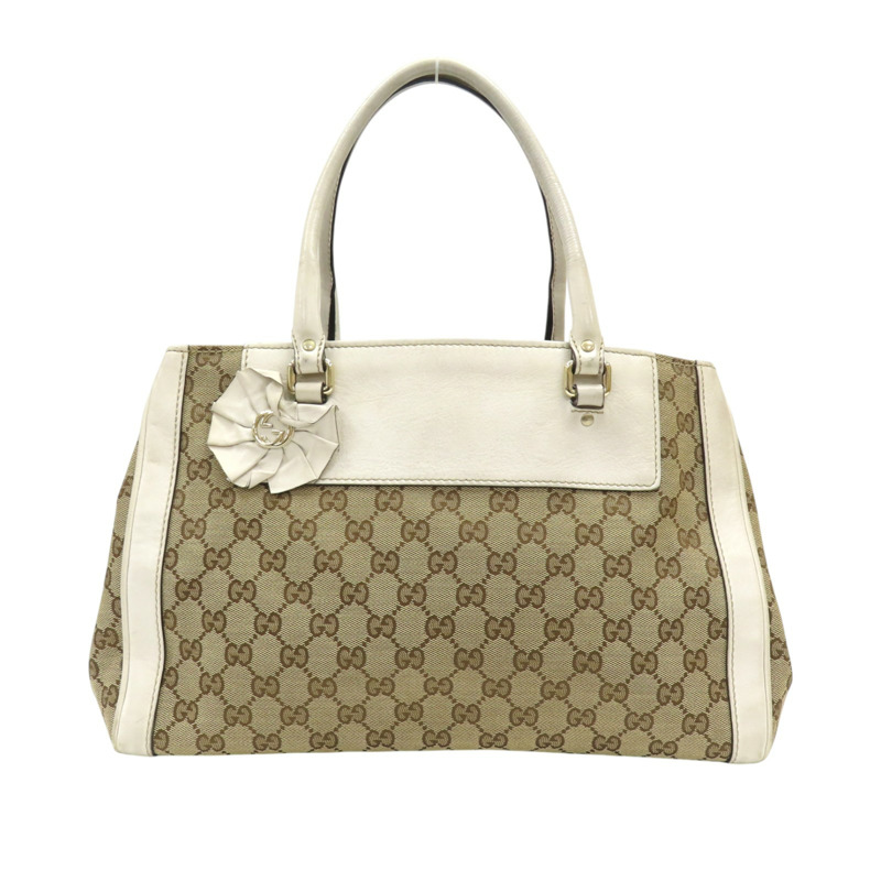 棕色帆布 白色牛皮 Trophy Tot 肩背包 190246【GUCCI 古馳】 190246/497927-0