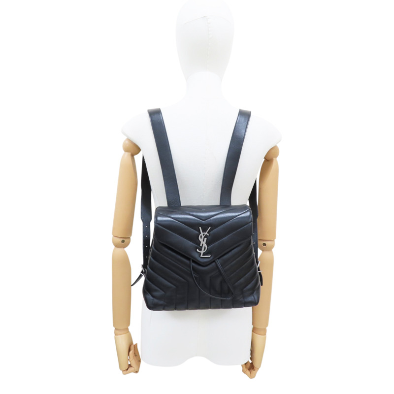 黑色 羊皮 LouLou 後背包【SAINT LAURENT 聖羅蘭】 487220-9
