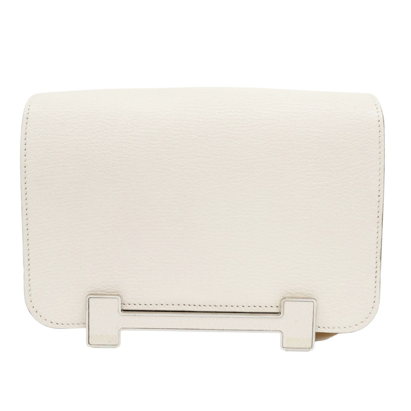 奶油白 山羊皮 Geta 肩背包 U刻 銀扣 U刻/Nata-0