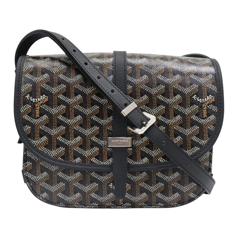 黑/棕色 Goyardine帆布 Belvedere PM 肩背包【GOYARD 高雅德】-0