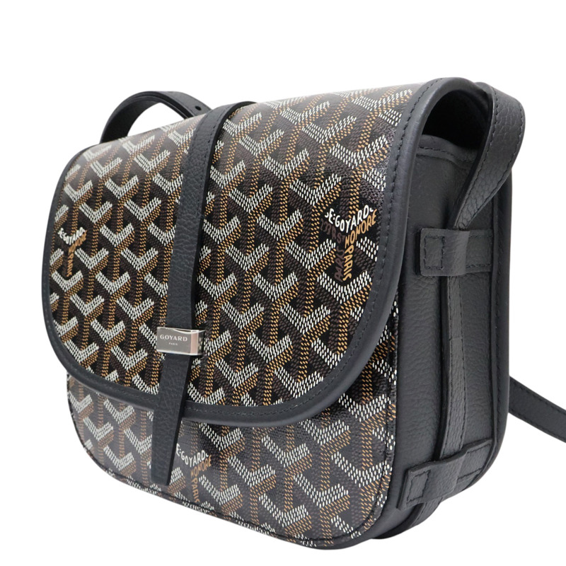 黑/棕色 Goyardine帆布 Belvedere PM 肩背包【GOYARD 高雅德】-2
