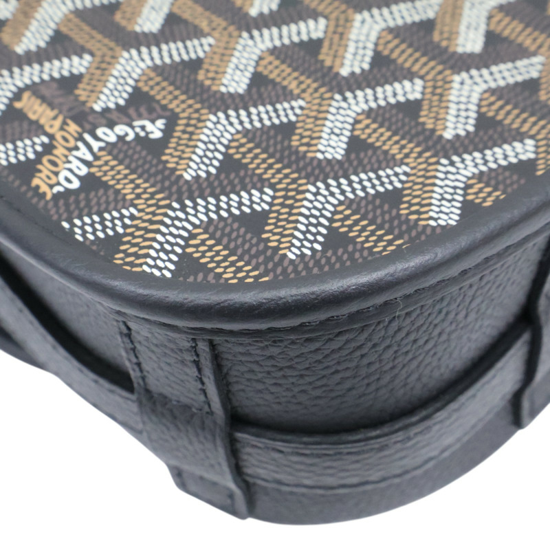 黑/棕色 Goyardine帆布 Belvedere PM 肩背包【GOYARD 高雅德】-9