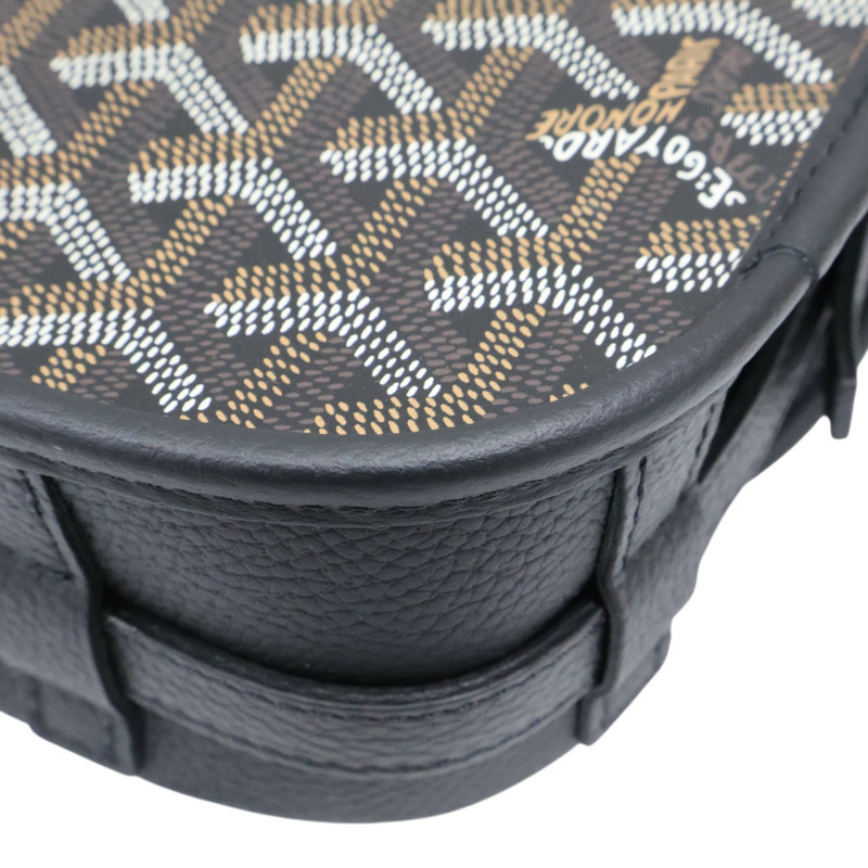 黑/棕色 Goyardine帆布 Belvedere PM 肩背包【GOYARD 高雅德】-10