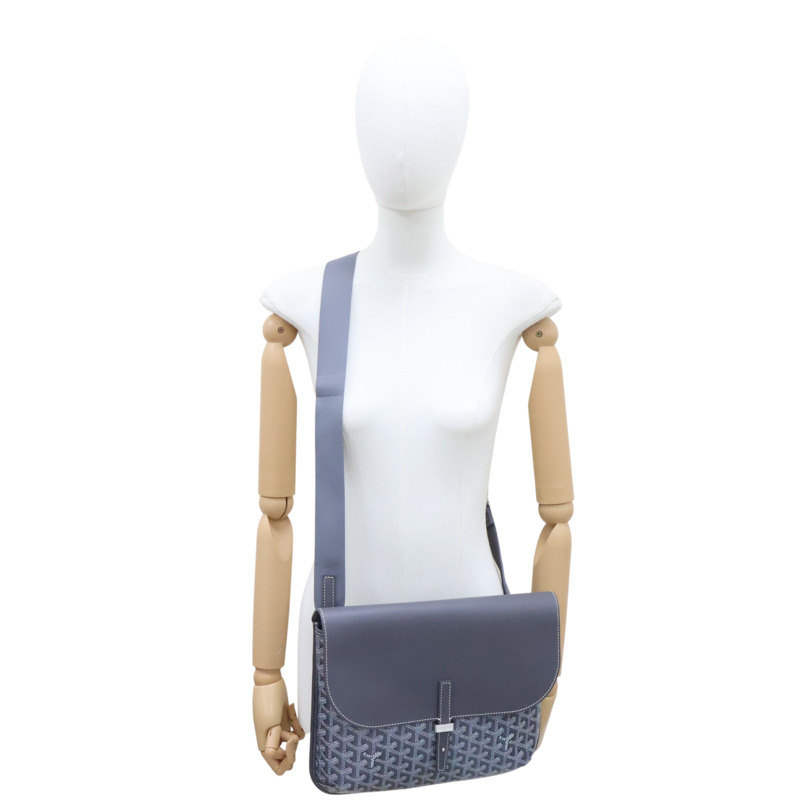 灰色 經典花紋 PVC塗層帆布 Messenger Coursier 肩背包【GOYARD 高雅德】-6