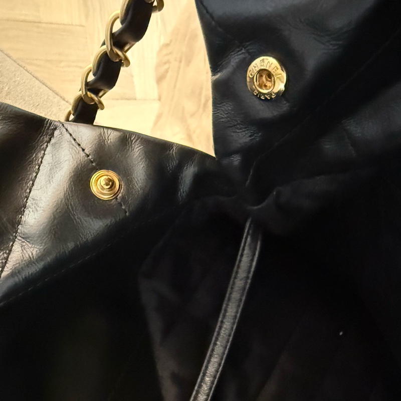 Chanel 22 bag 小型黑色白字-14