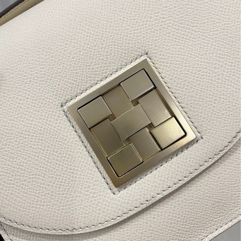 Hermès / 愛馬仕 Mosaique 馬賽克Epsom小牛皮 淺金扣 單肩斜挎包 女款 Nata 奶昔白-2