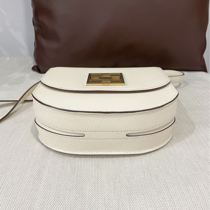 Hermès / 愛馬仕 Mosaique 馬賽克Epsom小牛皮 淺金扣 單肩斜挎包 女款 Nata 奶昔白-4