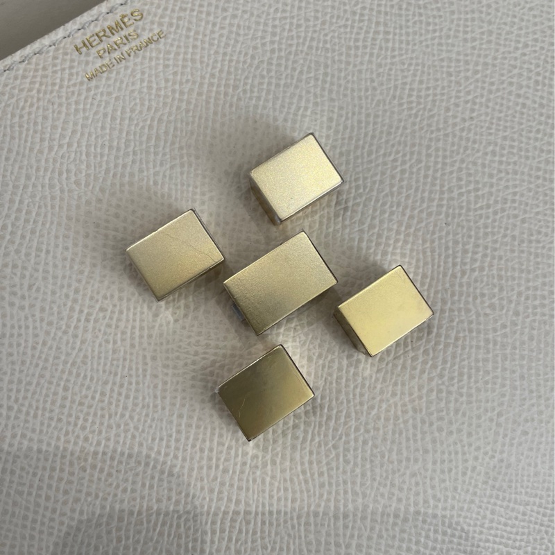 Hermès / 愛馬仕 Mosaique 馬賽克Epsom小牛皮 淺金扣 單肩斜挎包 女款 Nata 奶昔白-12
