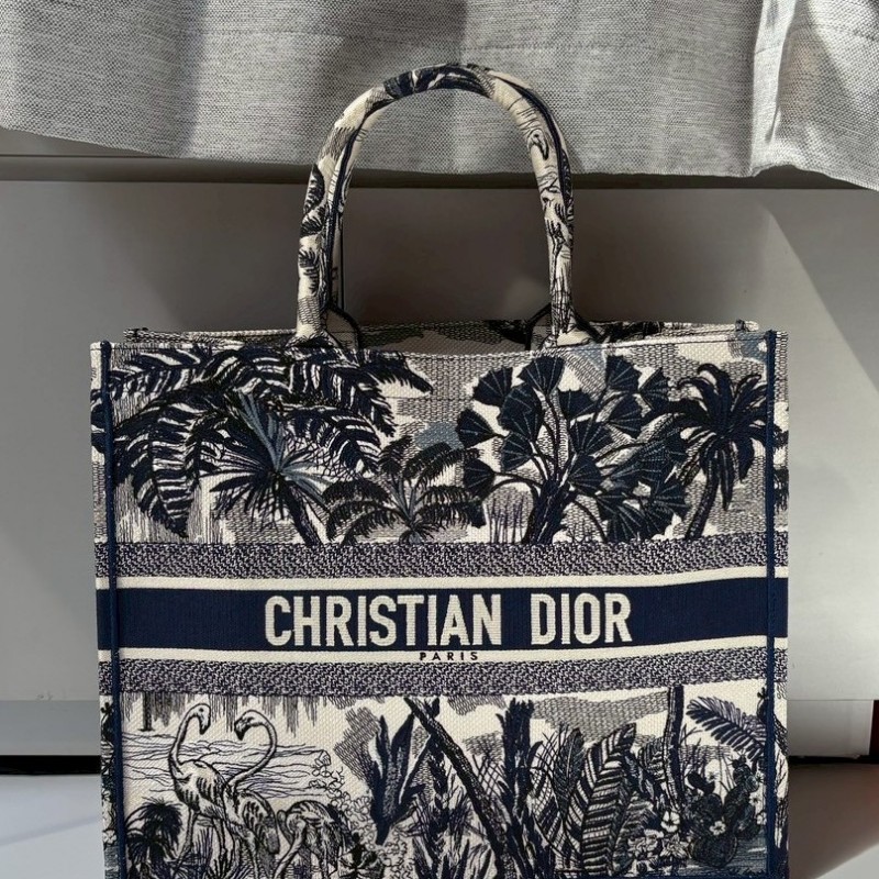 Dior 藍鶴棕櫚樹刺繡大號托特包 book tote-0