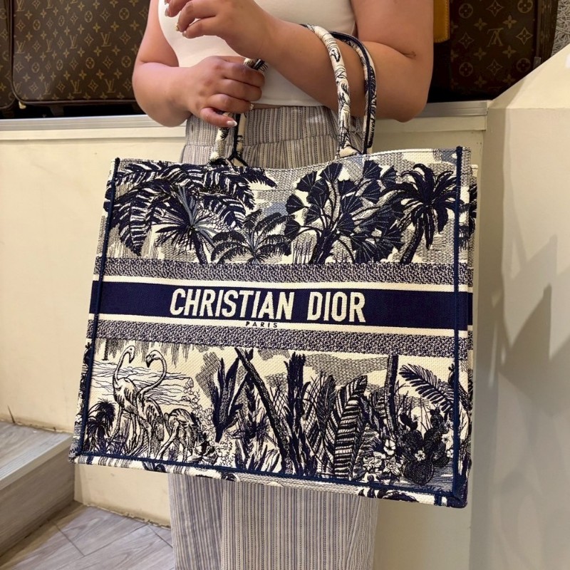 Dior 藍鶴棕櫚樹刺繡大號托特包 book tote-2
