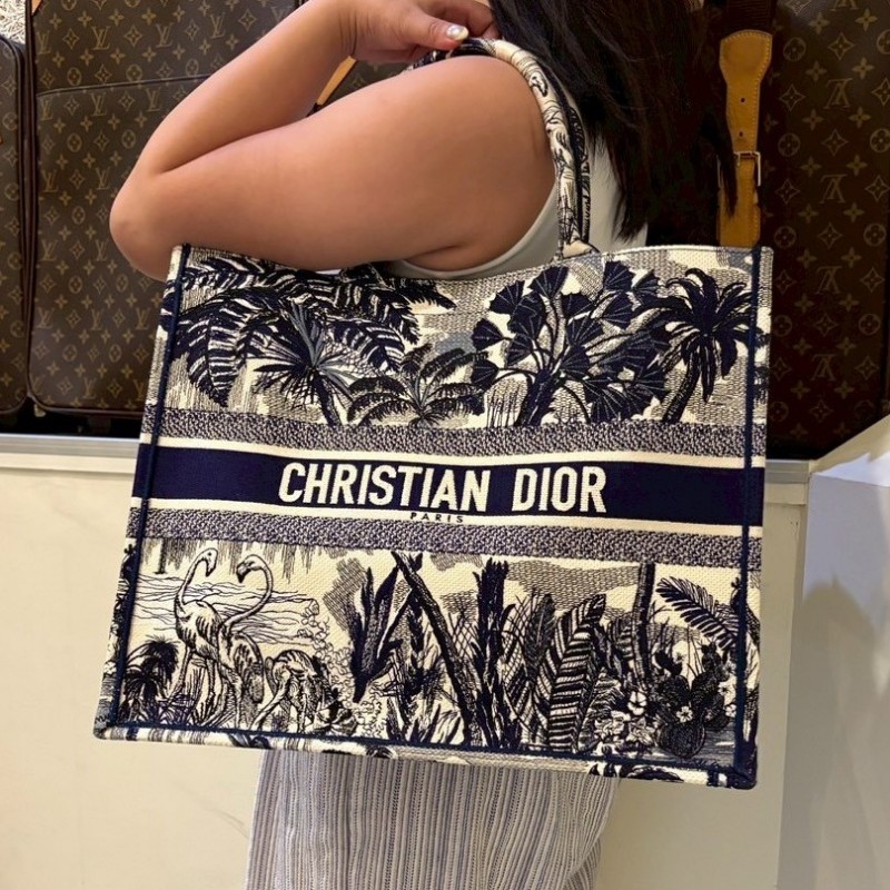 Dior 藍鶴棕櫚樹刺繡大號托特包 book tote-3