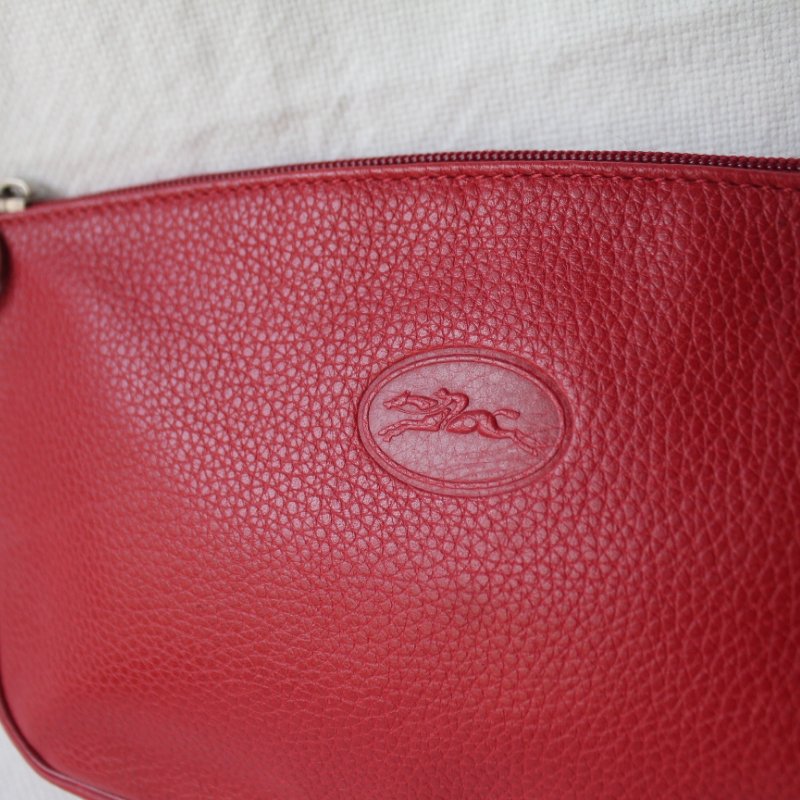 Longchamp正紅色牛皮古董手拿包-2