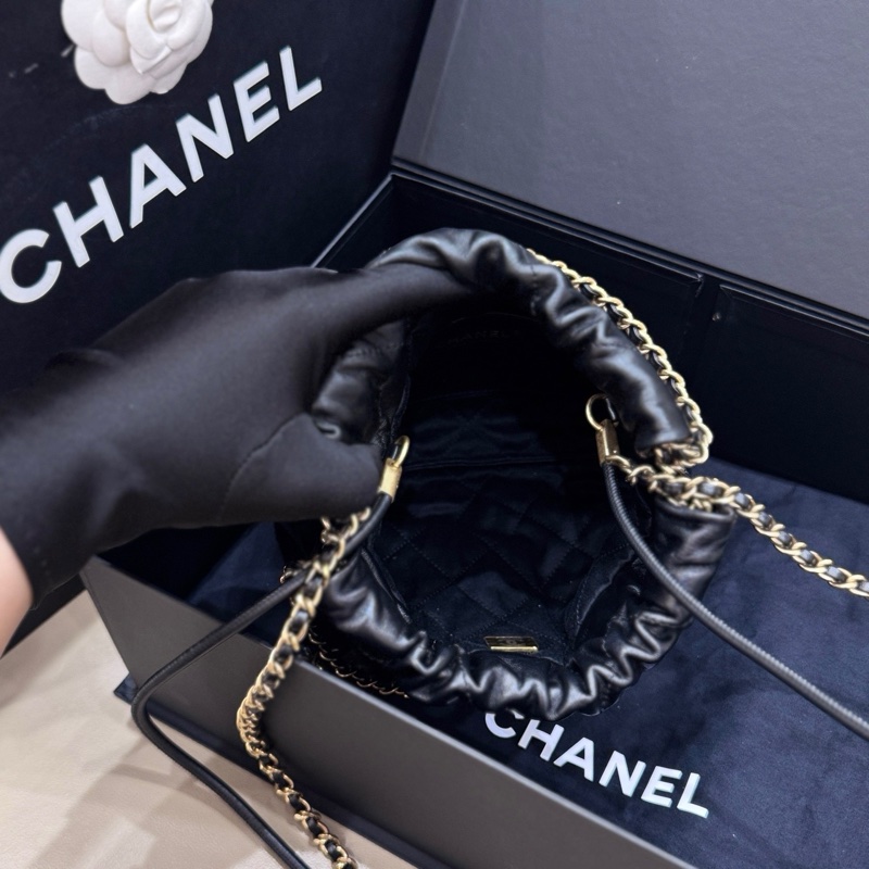 閑置品 未使用 chanel黑金22bag mini鏈條包-5