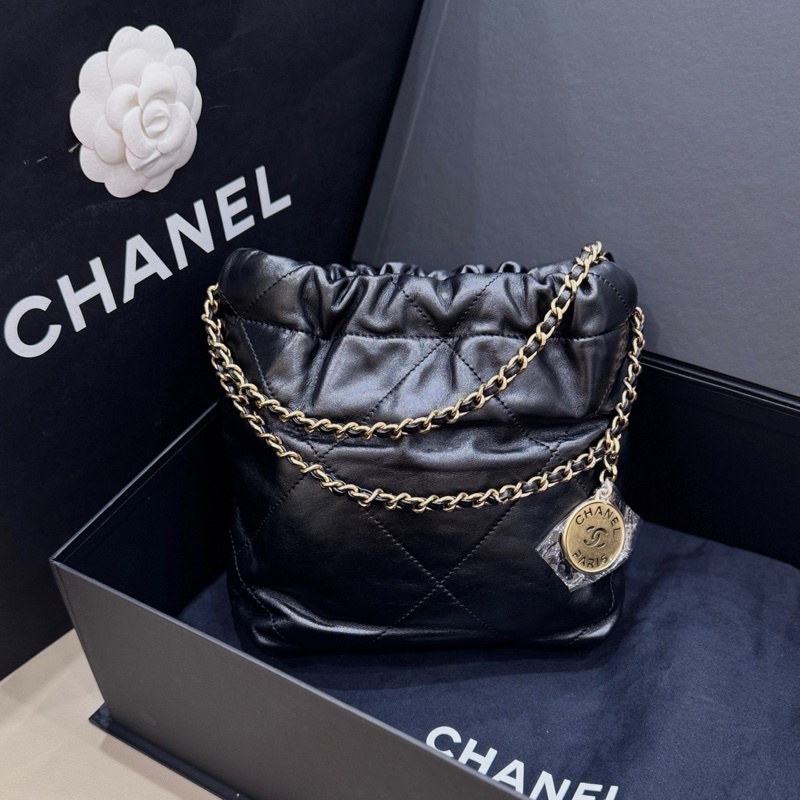 閑置品 未使用 chanel黑金22bag mini鏈條包-7