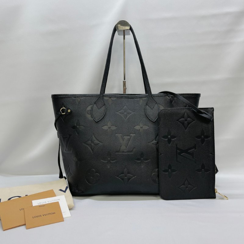 LV Neverfull MM牛皮肩背托特包-0