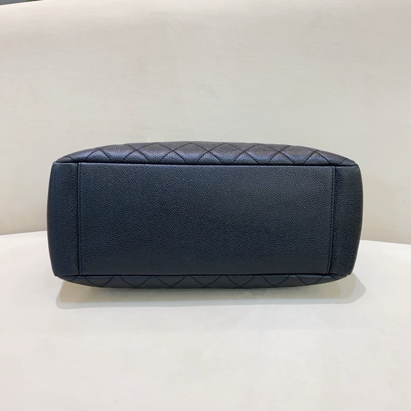Chanel香奈兒 GST 黑金荔枝紋牛皮托特鏈條包-3