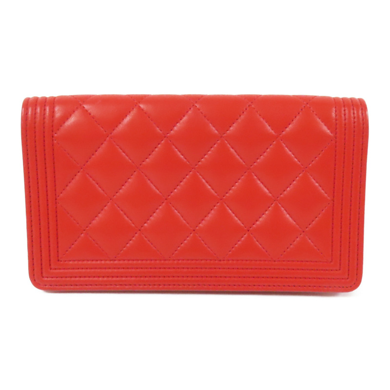 CHANEL 羊皮皮革Boy Wallet金扣長錢包-1