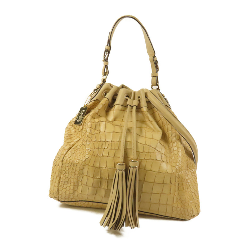 COACH 牛皮皮革2way Shoulder Bag金扣手挽肩背兩用袋-0