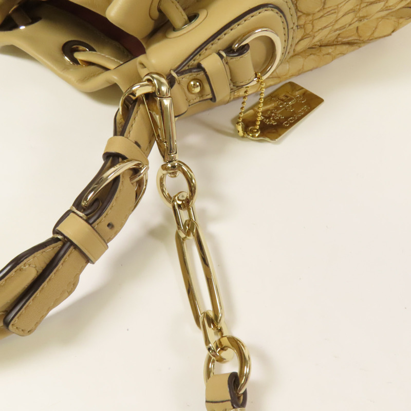 COACH 牛皮皮革2way Shoulder Bag金扣手挽肩背兩用袋-7