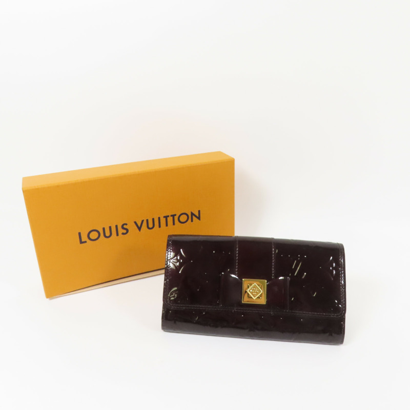 LOUIS VUITTON Monogram Vernis Sarah Wallet金扣長錢包-10