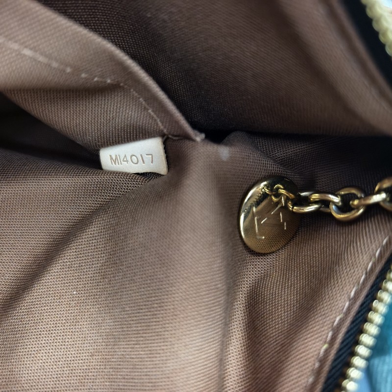 LV LOUIS VUITTON Palermo GM M40146 老花 原花皺褶拉鍊手提肩背包-5