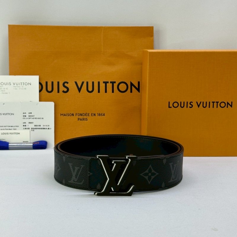 LV Optic 40黑花雙面皮帶-0