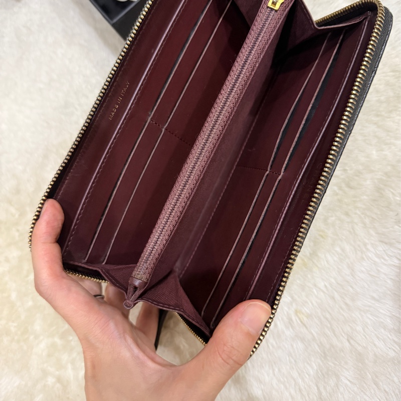 9新✨專櫃五萬 香奈兒 黑金 荔枝皮 經典拉鍊長夾🎖️贈送鍍24k金香奈兒扣環vintage-8