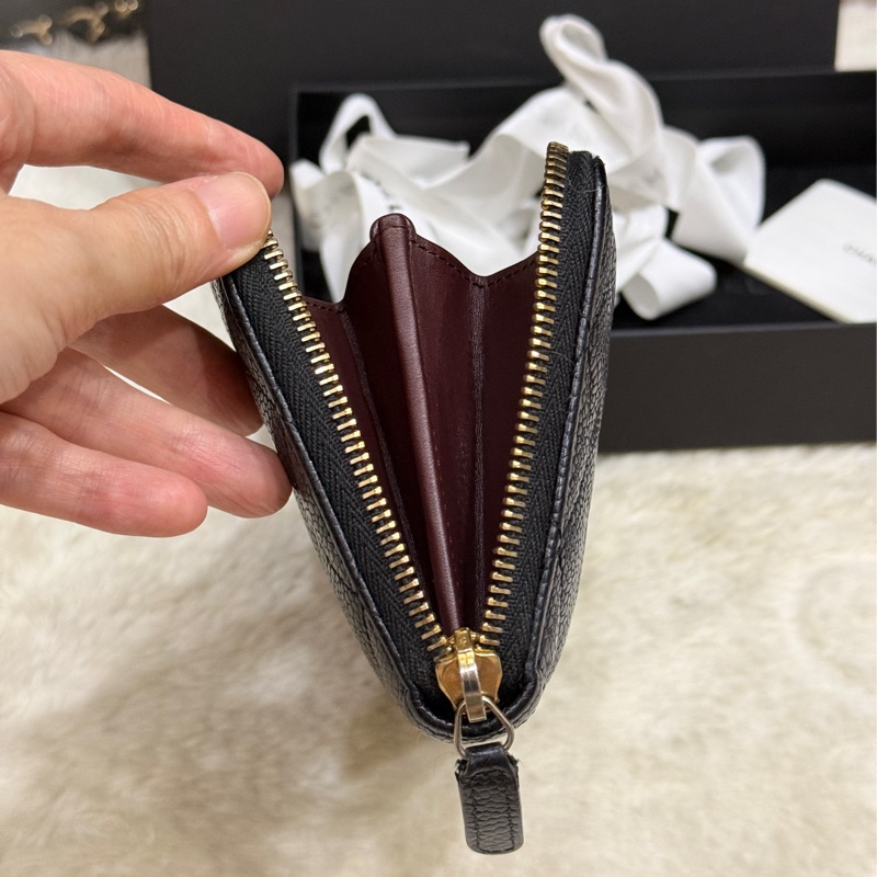 9新✨專櫃五萬 香奈兒 黑金 荔枝皮 經典拉鍊長夾🎖️贈送鍍24k金香奈兒扣環vintage-59