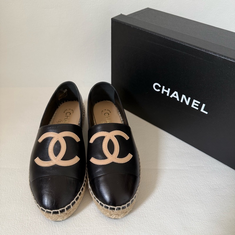Chanel CC black flats shoes 香奈兒 草編鞋-0