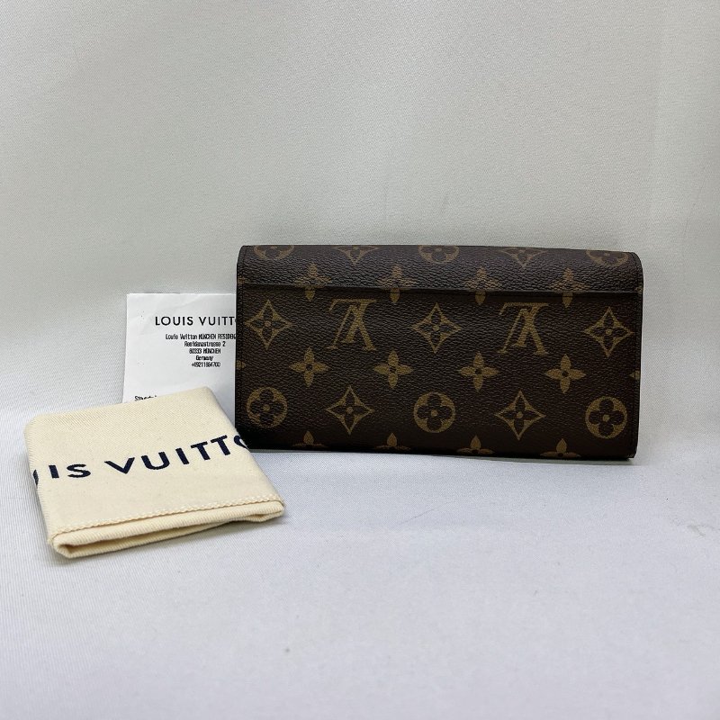 LV Sarah老花紫紅色信封長夾-1