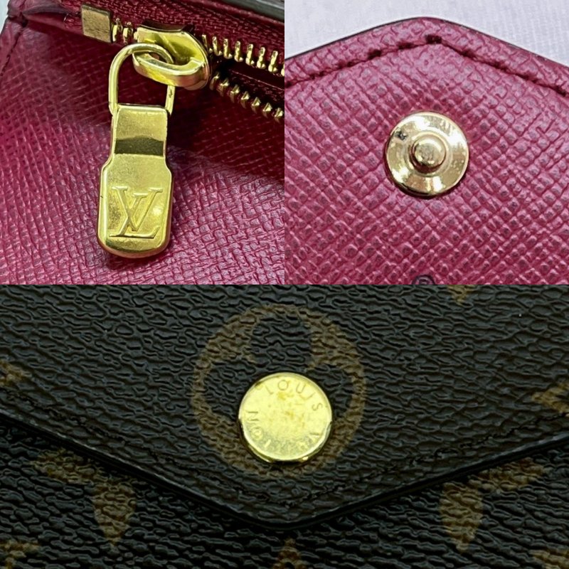 LV Sarah老花紫紅色信封長夾-5