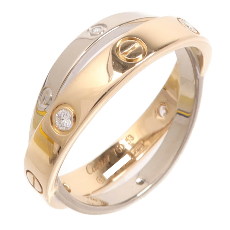 CARTIER 18K白金/玫瑰金Diamond Love Ring鑽石戒指Cartier#53/US#7-0