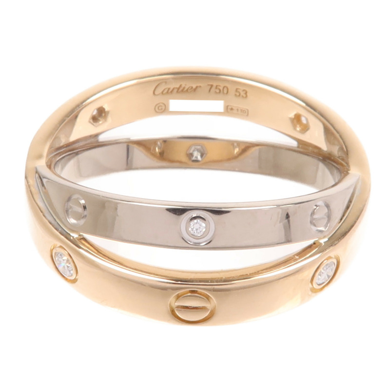 CARTIER 18K白金/玫瑰金Diamond Love Ring鑽石戒指Cartier#53/US#7-1