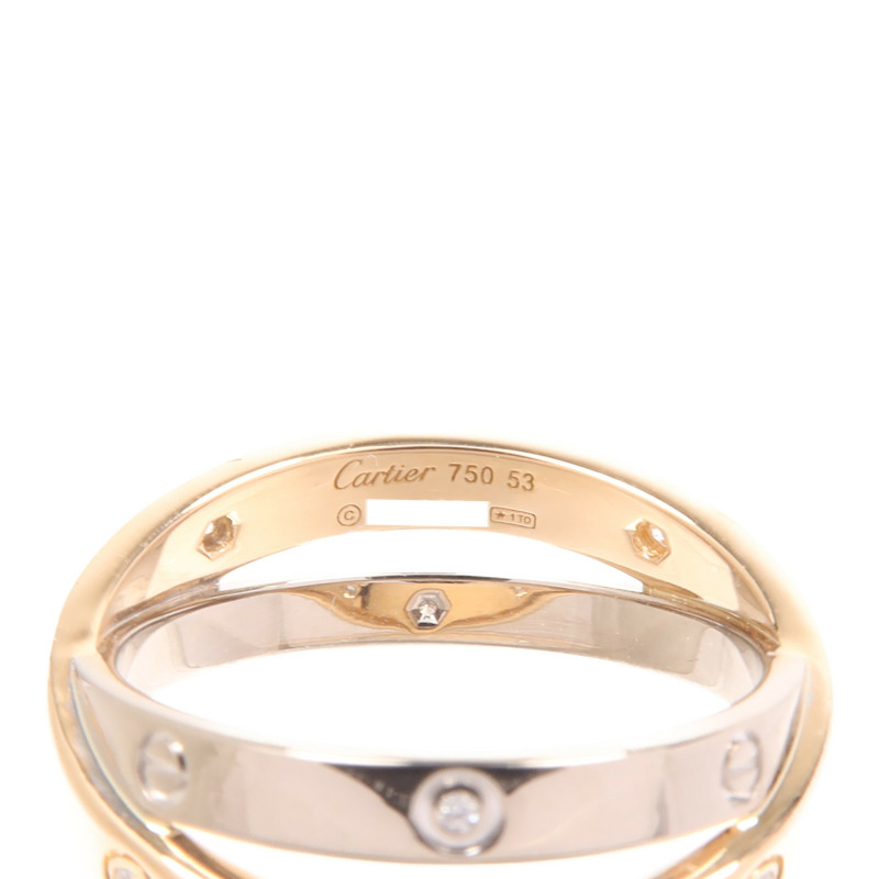 CARTIER 18K白金/玫瑰金Diamond Love Ring鑽石戒指Cartier#53/US#7-4