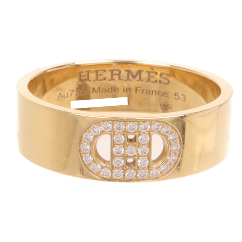 HERMES 18K玫瑰金H Dancre Diamond Ring鑽石戒指US#6.25-1