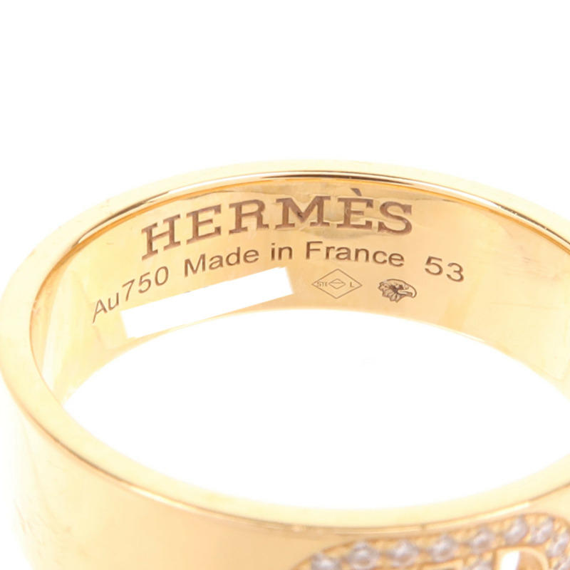 HERMES 18K玫瑰金H Dancre Diamond Ring鑽石戒指US#6.25-5