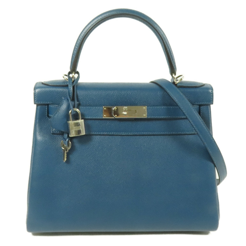HERMES Epsom皮革Kelly 28銀扣手挽肩背兩用袋Colvert-0