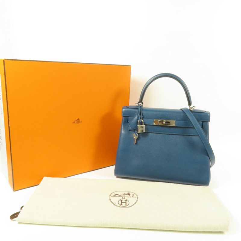 HERMES Epsom皮革Kelly 28銀扣手挽肩背兩用袋Colvert-12