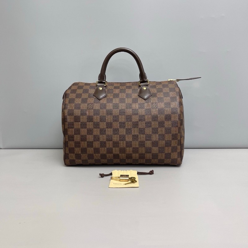 LV路易威登 棕棋盤格Speedy30枕頭包 手提包-0