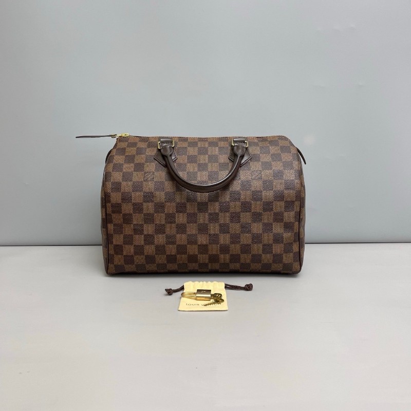 LV路易威登 棕棋盤格Speedy30枕頭包 手提包-1