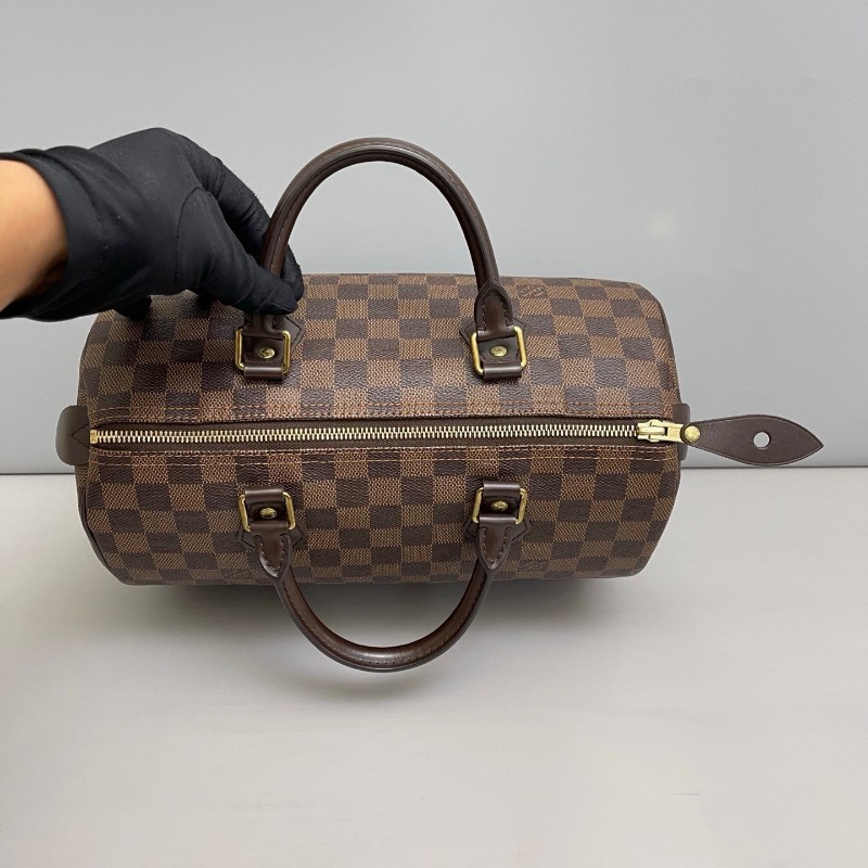 LV路易威登 棕棋盤格Speedy30枕頭包 手提包-6