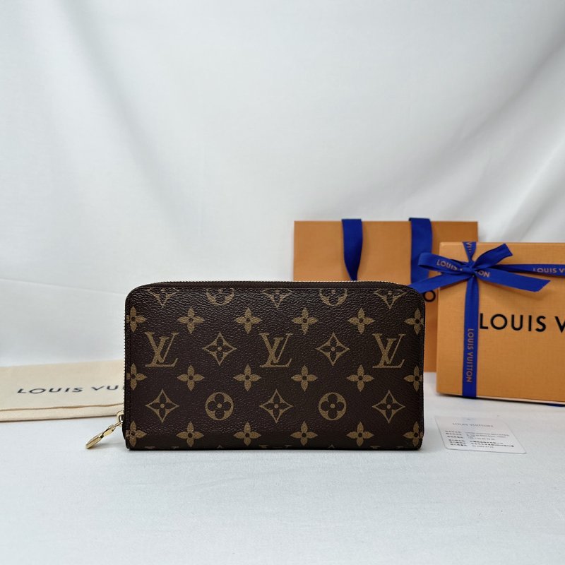 LV 全新ZIPPY老花拉鍊寬版長夾-0