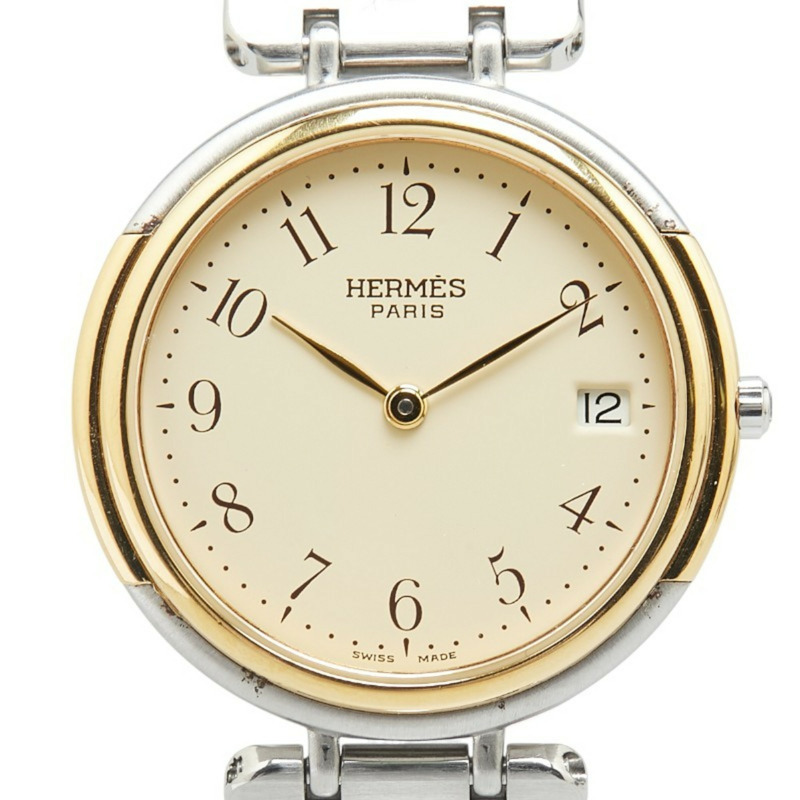 Hermès Windsor 石英腕錶,米色錶盤,不鏽鋼,鍍層,女士-0