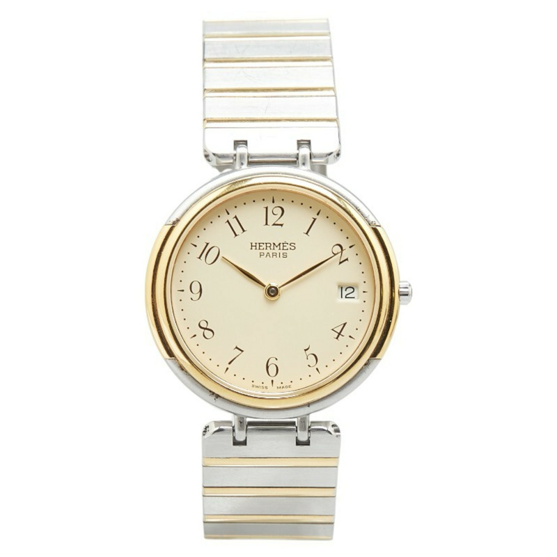 Hermès Windsor 石英腕錶,米色錶盤,不鏽鋼,鍍層,女士-1