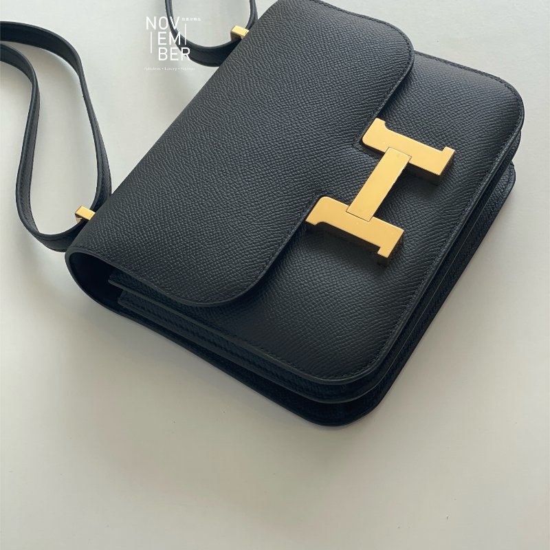 全新全配有購證💖 Hermès 愛馬仕 Constance 黑色金釦 斜背包 肩背包-2
