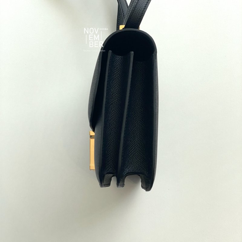 全新全配有購證💖 Hermès 愛馬仕 Constance 黑色金釦 斜背包 肩背包-9