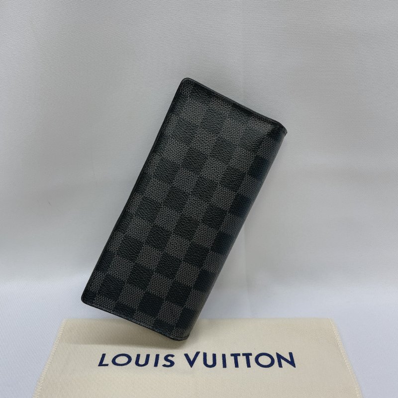 LV Brazza黑棋盤對開長夾-1