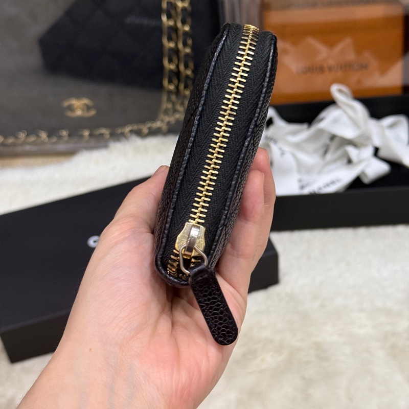 專櫃五萬 香奈兒 黑金 荔枝皮 經典長夾💝香奈兒真品 vintage 鍍24k金扣環(下單一併贈與)-31
