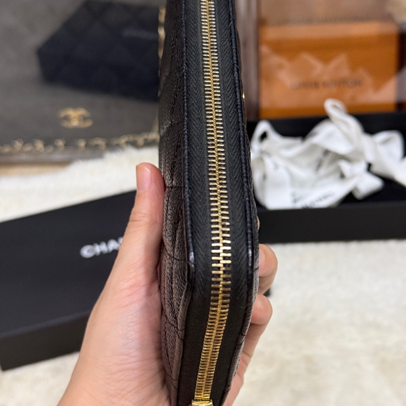 專櫃五萬 香奈兒 黑金 荔枝皮 經典長夾💝香奈兒真品 vintage 鍍24k金扣環(下單一併贈與)-32